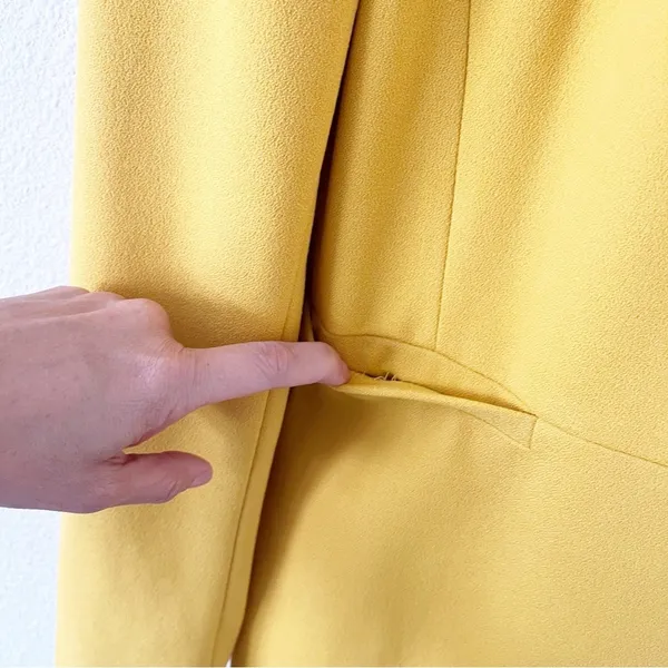 Zara Yellow Mustard Gold Inverted Lapel Minimalist Chic Longline Blazer Coat - Image 10