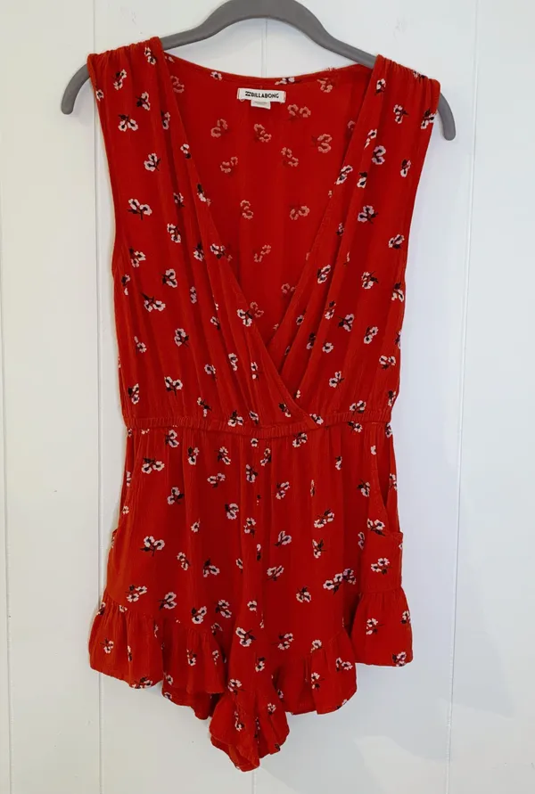 Billabong Red Floral Romper M - Image 2