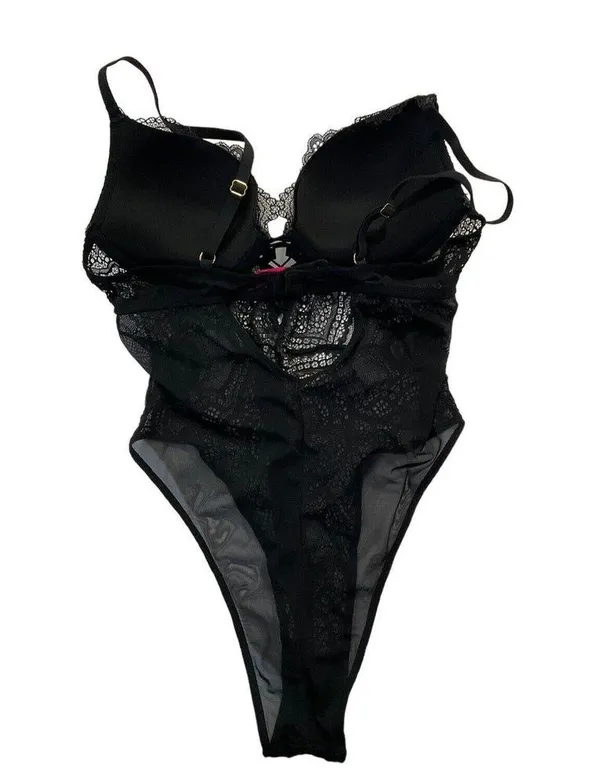 LA SENZA Sexy Lingerie Size Small One Piece Overall Bodysuit Lace Black #10-91 - Image 2