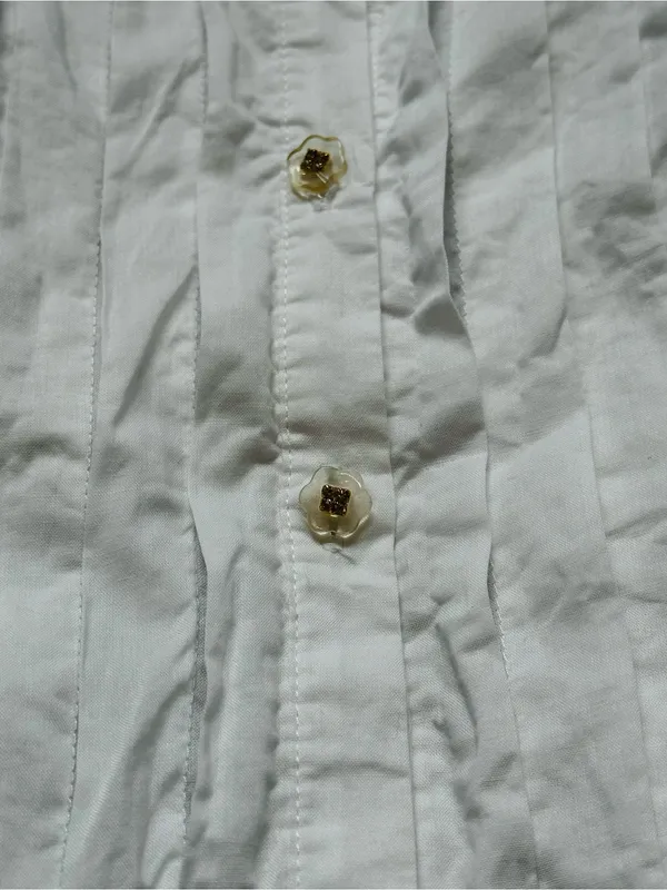Vintage Rampage White Shirt Ruffles Pleated Front Tie Back Y2K Feminine Cottage - Image 4