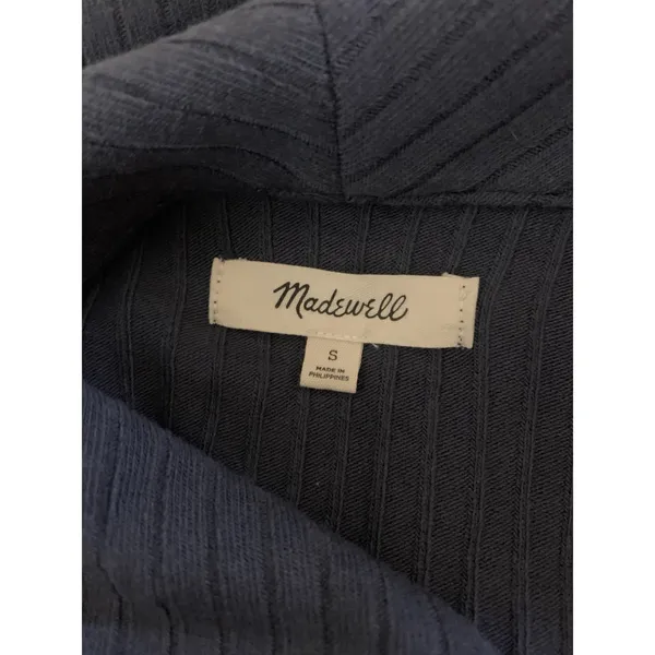 Madewell‎ Ribbed Knit Button Front Midi Dress Long Sleeve Blue Small - Image 4