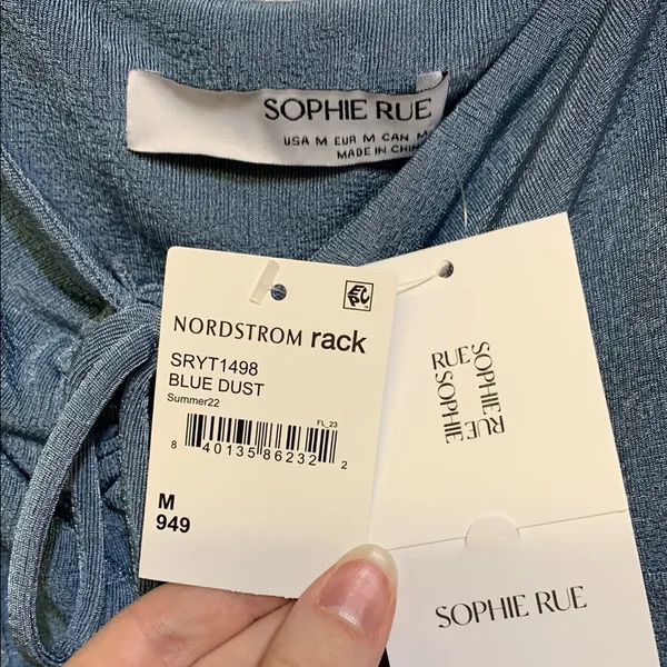 Sophie Rue Blue Puff Sleeve Crop Top - Image 2