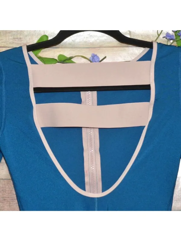 Body Glove One Piece Swimsuit Teal Blue Size S Open Back Long Sleeve Zip Front - Image 5