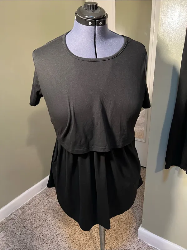 Ekouaer Women’s Sz Large Pajama Set Black Short Sleeve Crewneck Top Pull On Pant - Image 3