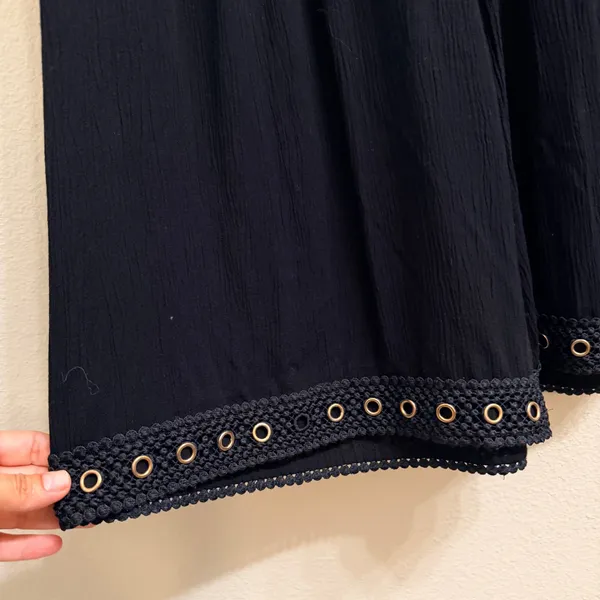 MISA Los Angeles KOVA Cropped Pants‎ XS Black Rayon Wide Leg Grommet Hem* - Image 13