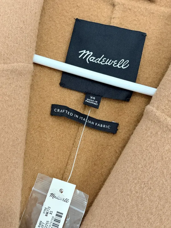 Madewell Double Faced Brushed Long Coat XS NWT Wool Belted Camel Quiet Luxury - Image 4