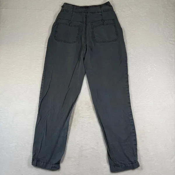 American Eagle Gray Lyocell High Rise Pleated‎ Tapered Button Fly Pants Size 0 - Image 10