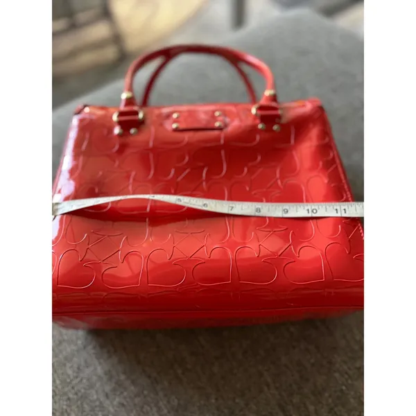 Kate Spade New York Red Patent Leather Heart Embossed Tote Bag Handbag **seedesc - Image 6
