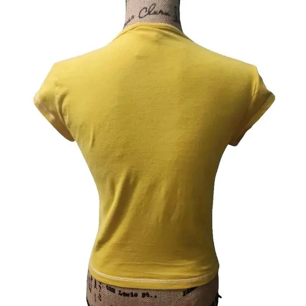 Vintage Calvin Klein Jeans Womens Size M V-Neck Tee Shirt‎ Yellow - Image 5