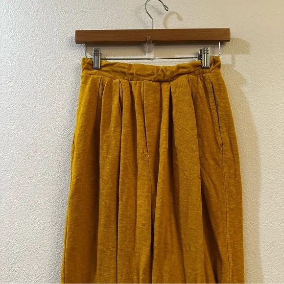 Free People Beach Culver City Pleated Slouchy Pants Size XS Yellow‎ Boho Casual - Image 4