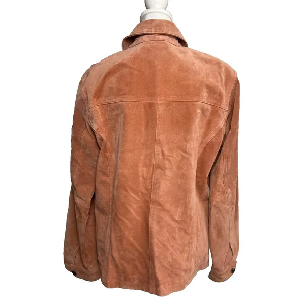 Chico's Women's Suede Leather‎ Jacket Zip Front Size Small Fitted Western Peachy - Image 3