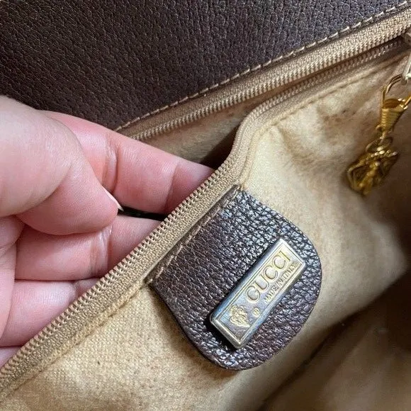 Vintage Gucci Shoulder Bag Flap Closure Classic‎ Brown Monogram - Image 10