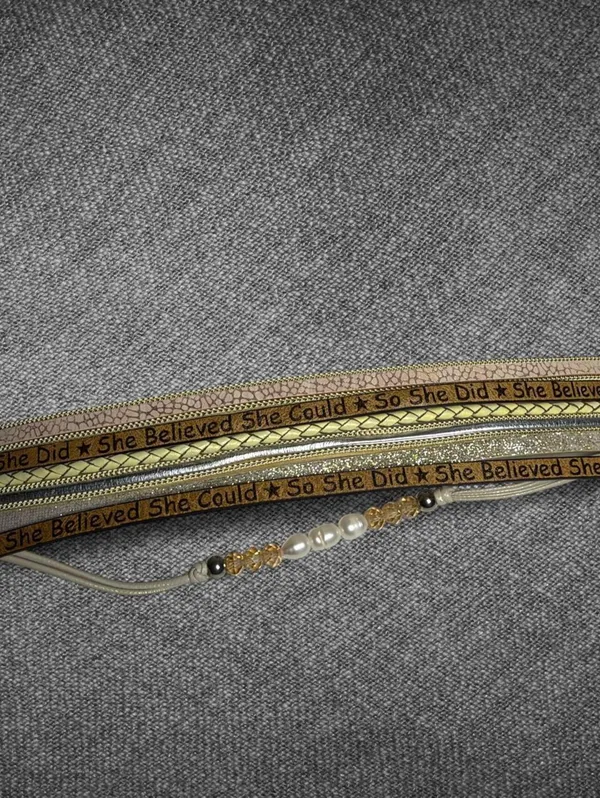Multi Strand Tan Gold Pearl Statement Wrap Bracelet Brown - Image 6