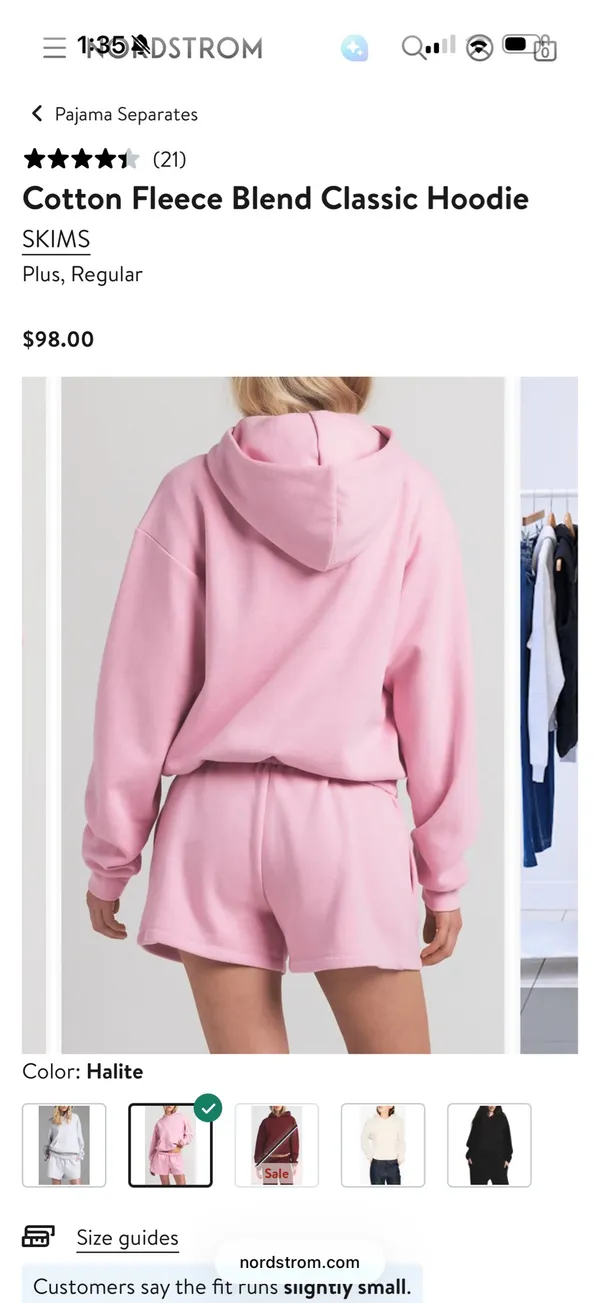 Skims Cotton Fleece Blend Classic Hoodie - Image 3