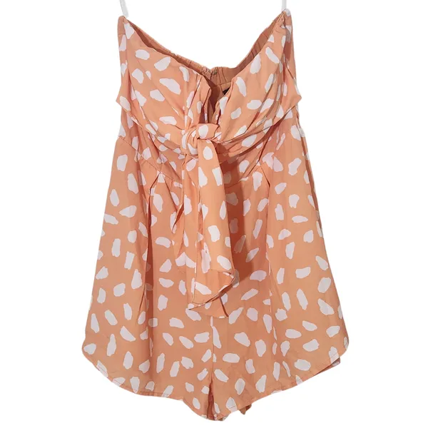 Lulus White and Orange Strapless Romper with Tie Front NWT Size Medium - Image 3