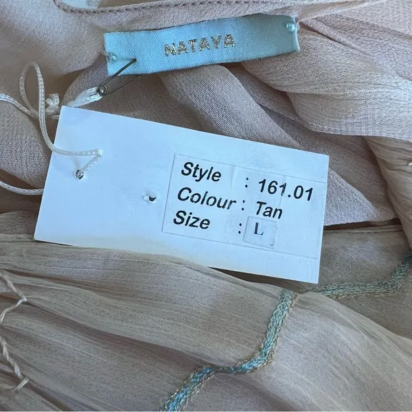Nataya NWT Gold Embroidered Chiffon Maxi Dress L Edwardian Wedding Fairycore - Image 7