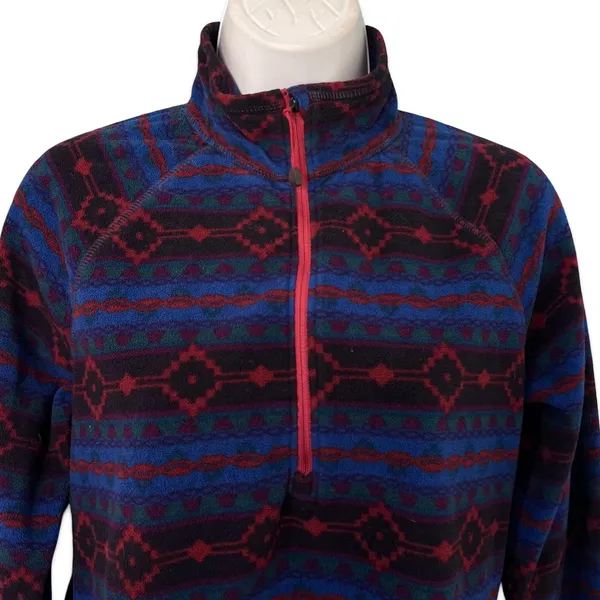 Eddie Bauer Blue Red Southwest Aztec 1/4 Zip Pullover Sweatshirt Fleece size M - Image 12
