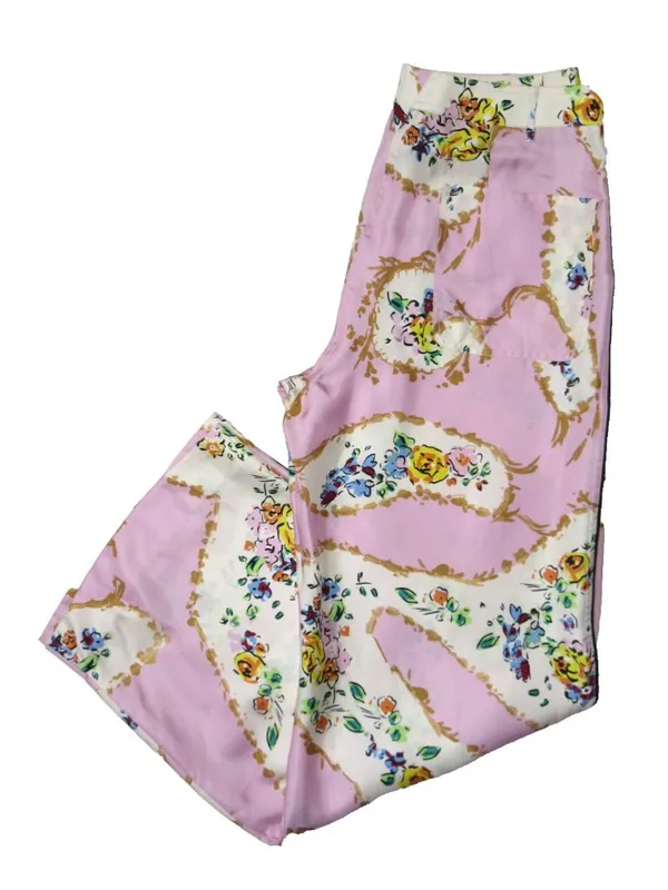 NWT Tory Burch Silk Cargo Pant in Pink Porcelain Floral Wide Leg Pants 4 - Image 12
