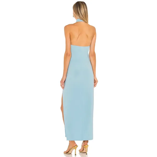 Norma Kamali Halter Turtle Neck Side Slit Gown XS - Image 3