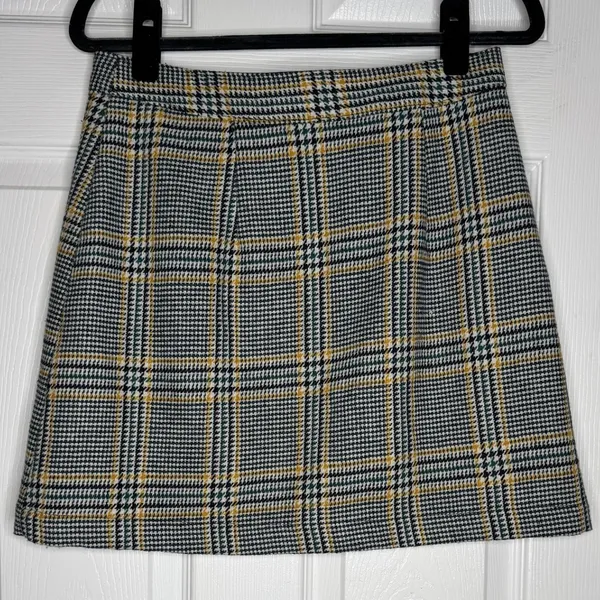 ABERCROMBIE‎ & FITCH Herringbone Tweed Zipper Front Mni Skirt Size Small - Image 2