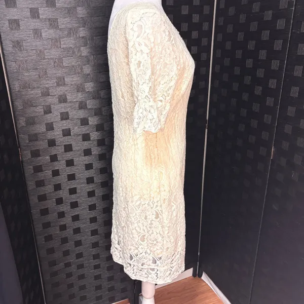 Tulle‎ Anthropologie Lace Sheath Dress Womens S Ivory Wedding Romantic Party - Image 3