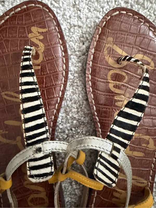 Sam Edelman Gigi Thong Sandals "Beechwood Zebra Multi" Size 7 - Image 2