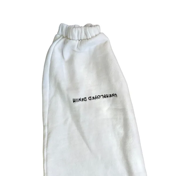 Unemployed Denim White‎ Embroidered Sweatpants XS Lightning Bolt Streetwear EUC - Image 4