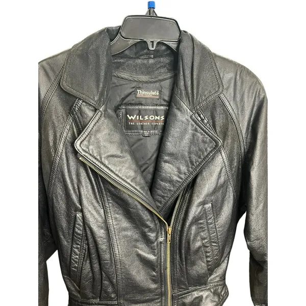 Wilsons Black Leather Motorcycle Jacket Vintage Biker Harley Davidson Size‎ XS - Image 3