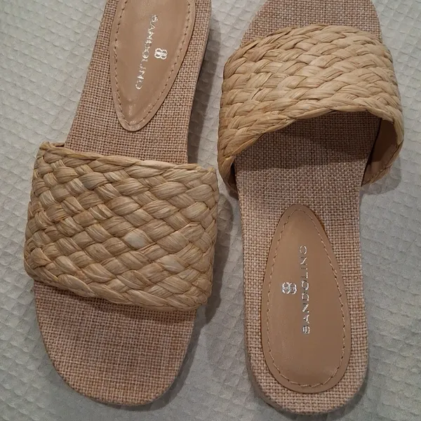 NEW Bandolino Natural Woven Straw Weave Deedee Slide Sandals Women's size 7.5 - Image 2