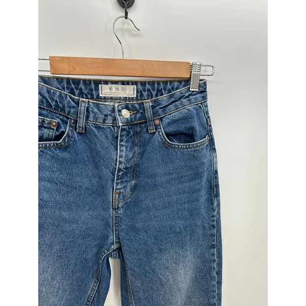 Free People We‎ The Free Tapered Mom Jeans Raw Hem Blue Women Size 25 OB817396 - Image 4