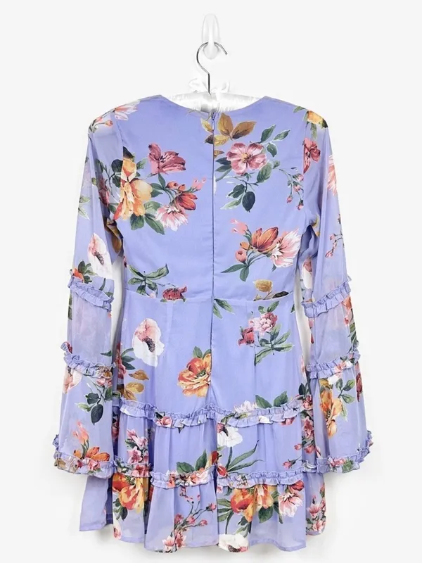 Lulus Women’s From My Heart Lavender Floral Print Long Sleeve Mini Dress Size S - Image 12