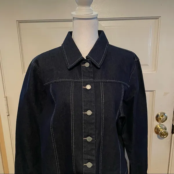 New York & Company Jean Jacket Blue Size XL - Image 2