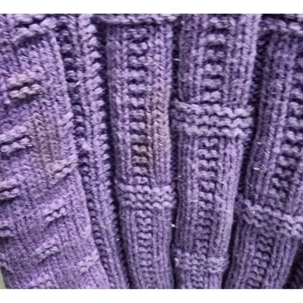 Vintage Purple Knit Sweater‎ Textured Geometric Pattern Crewneck Pullover - Image 3