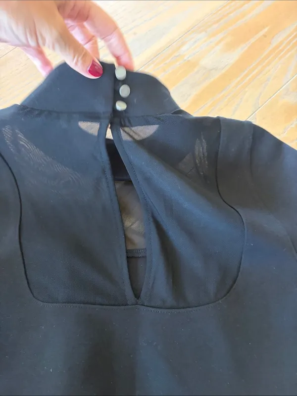 Anthropologie Black Sheer-Panel Long Sleeve Midi Dress - Image 8