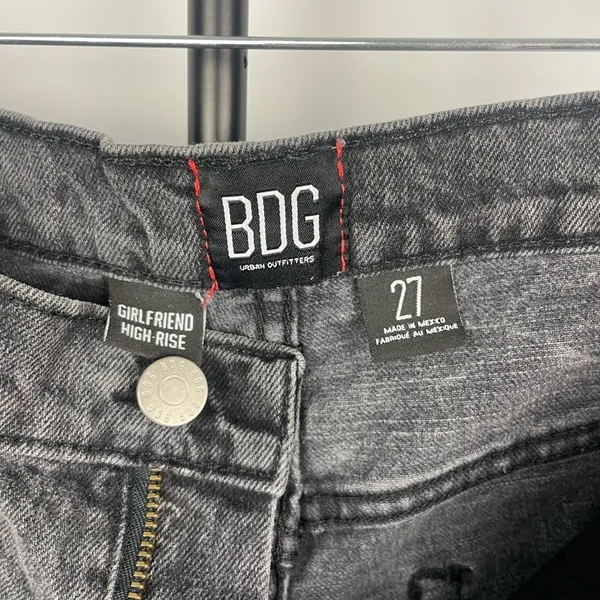 Urban Outfitters BDG Distressed Washed‎ Black Girlfriend High Rise Denim Shorts - Image 5