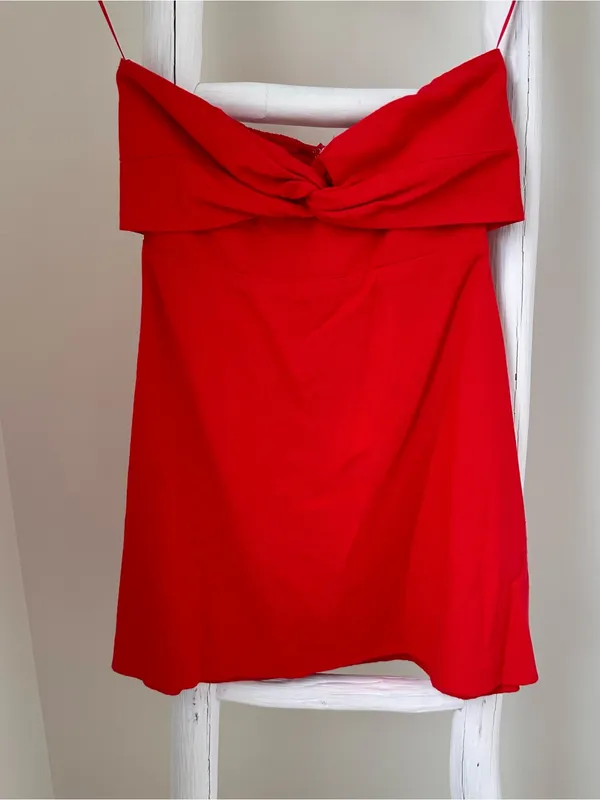 Cotton Candy LA Red Linen Keyhole Dress Size Medium - Image 5