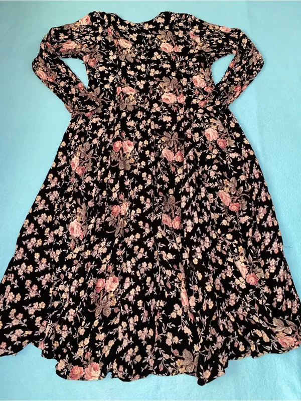 UNBRANDED Broomstick mixed print ditzy floral tea rose round neckline size L - Image 3