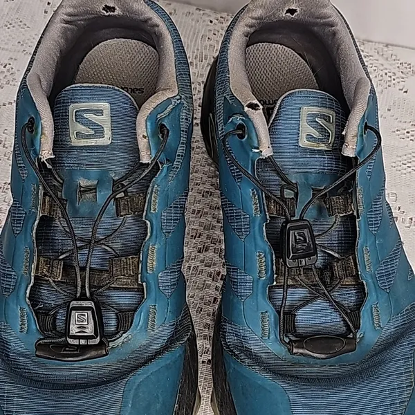 Salomon Supercross Contagrip ortholite blue gray athletic running shoes sz 7 - Image 5