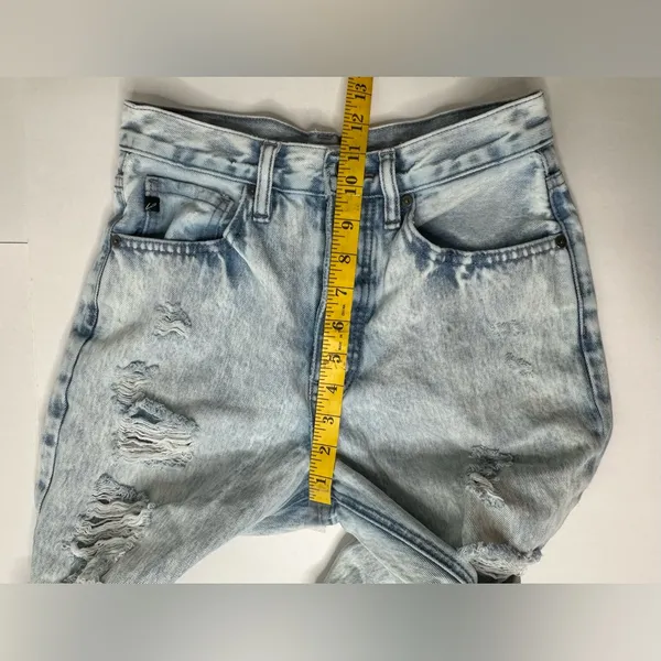 Kancan Women Jeans Size‎ 24 Acid Blue Distressed High Rise 90s Boyfriend Denim - Image 6