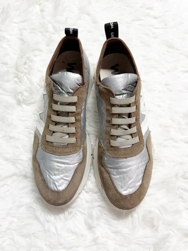 Wonders Women’s Sneakers EU 39 US 8.5 Silver Taupe Suede Platform - Image 5