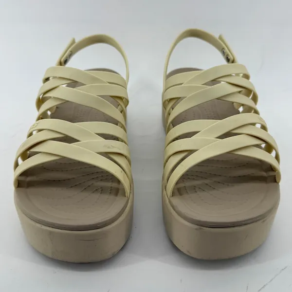 Crocs Brooklyn Strappy Low Wedge Sandal Bone Cream‎ Women 9 Comfort LiteRide Y2K - Image 2