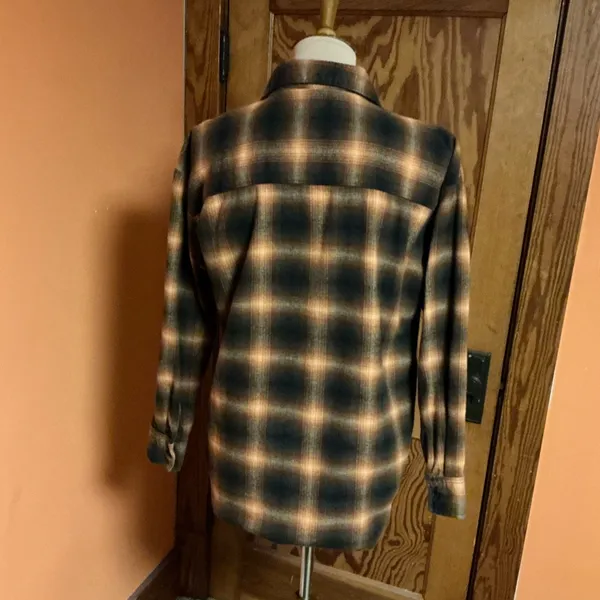 Gilded Intent Plaid Flannel Shirt XS Brown Black Button Down Buckle - Image 12