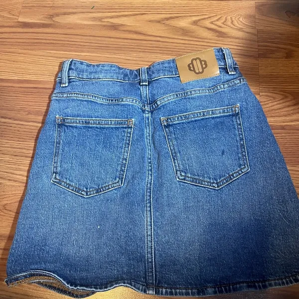 Maje Asymetrical Blue Denim Mini Skirt Size 34 - Image 3