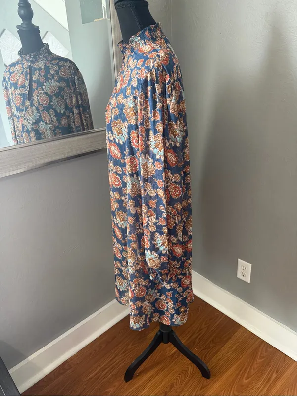 Harper Rose Sky Captain Balloon Sleeve Mockneck Trapeze Dress Victorian 14 - Image 3