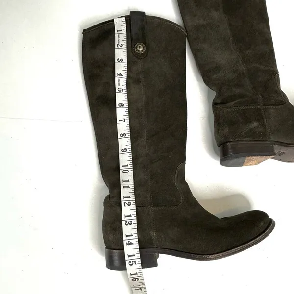 Frye Melissa Button Green, Fatigue Suede Tall Riding Boots 6 - Image 11