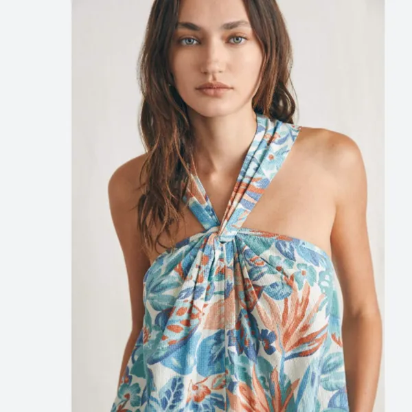 Faherty Paradise Blossom Floral Bay Twist Resort Tropical Beach Maxi Dress - Image 3