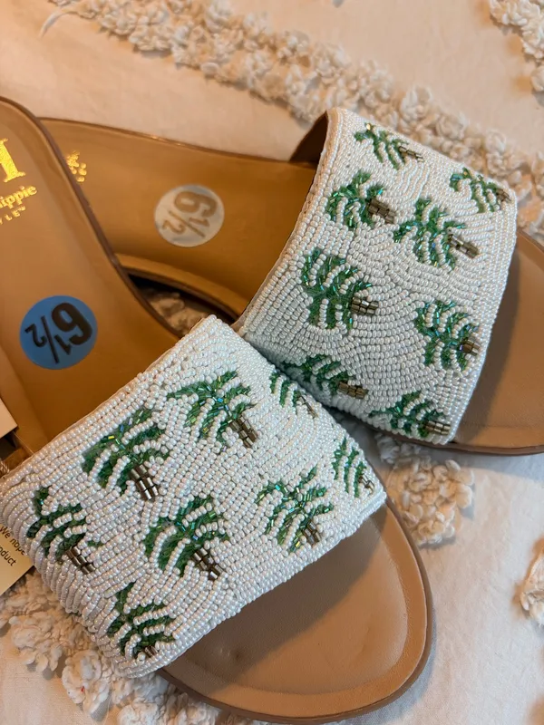 Haute Hippie Palm Beaded Slides - Image 7