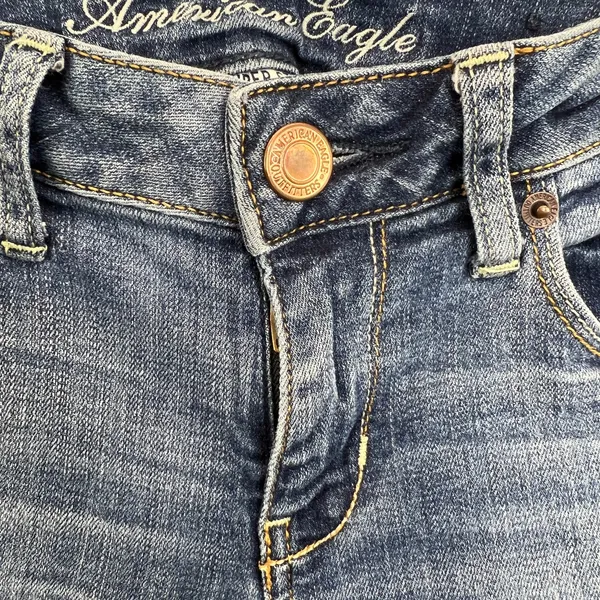 90s American Eagle Distressed Skinny Jeans Blue Sz‎ 4 Super Stretch Denim Grunge - Image 8