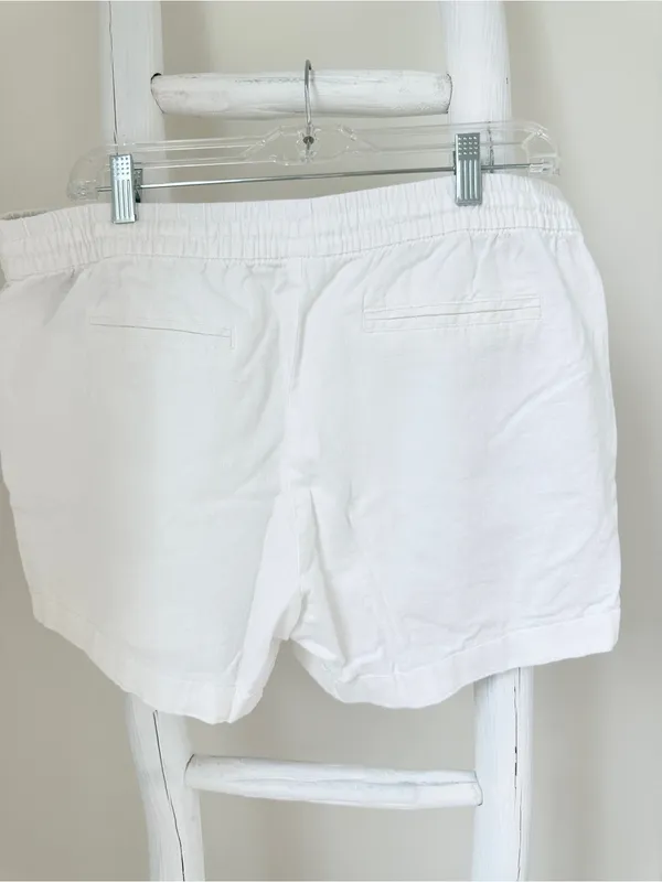 Old Navy White Drawstring Linen Blend 4” Shorts Size Large - Image 2