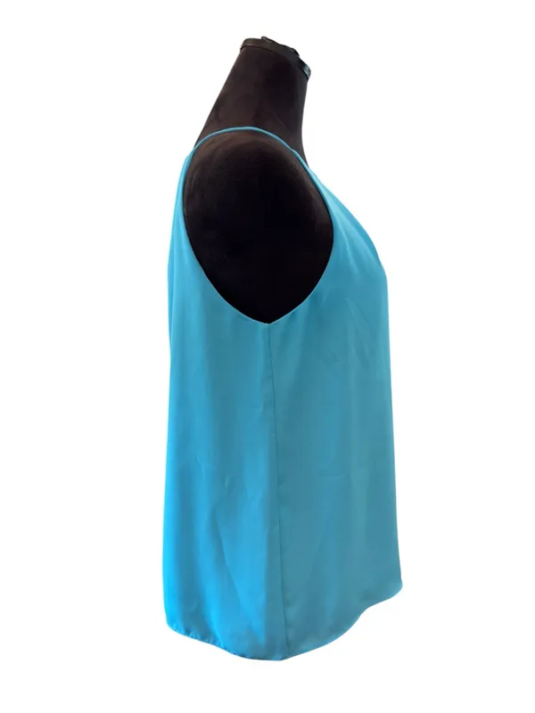 Violet +‎ Claire M Teal Sleeveless Pleated Blouse Minimalist Professional Tank - Image 8